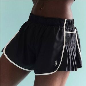 Free People FP Movement Shorts Easy Tiger Black Womens Hi-Rise Pleated Side